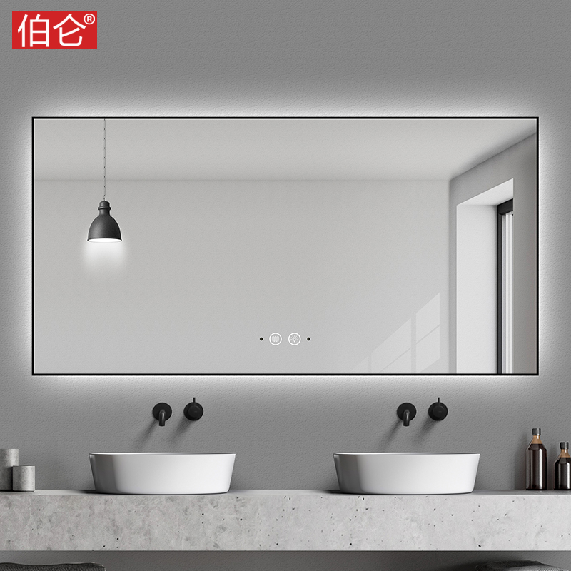 Burun smart mirror touch screen bathroom mirror wall hanging powder room led makeup mirror toilet makeup mirror