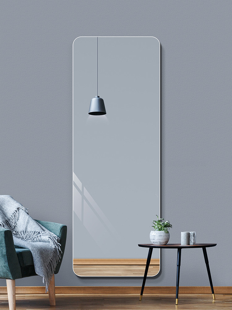 Borun frameless full-length mirror Wall-mounted full-length mirror Simple rounded mirror Entrance mirror Wall-mounted self-adhesive full-length mirror