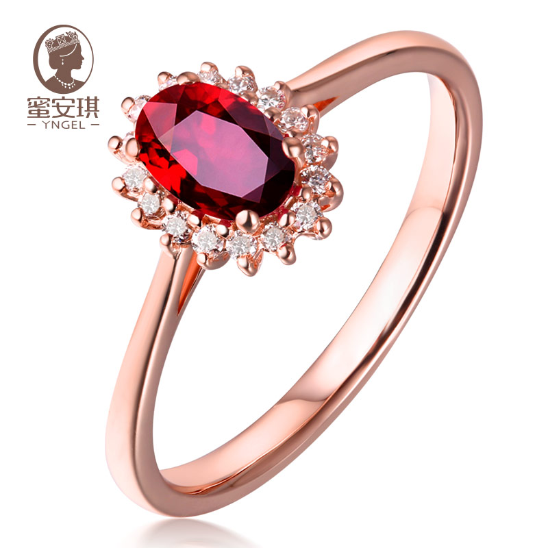 yngel Diana's paragraph 1 karat pigeon blood natural ruby ring for women 18k gold diamond multicolored customization