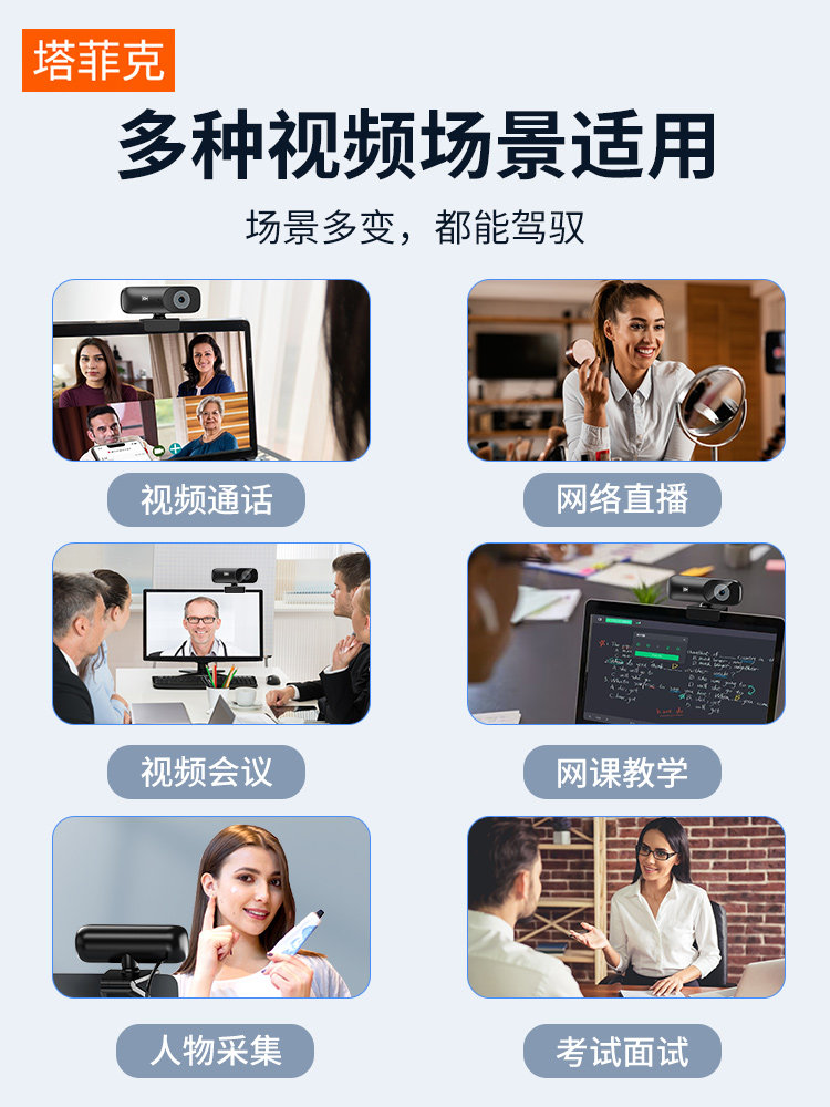 Computer Camera 2K Desktop Home Online Class Microphone External Laptop USB with Microphone External Camera