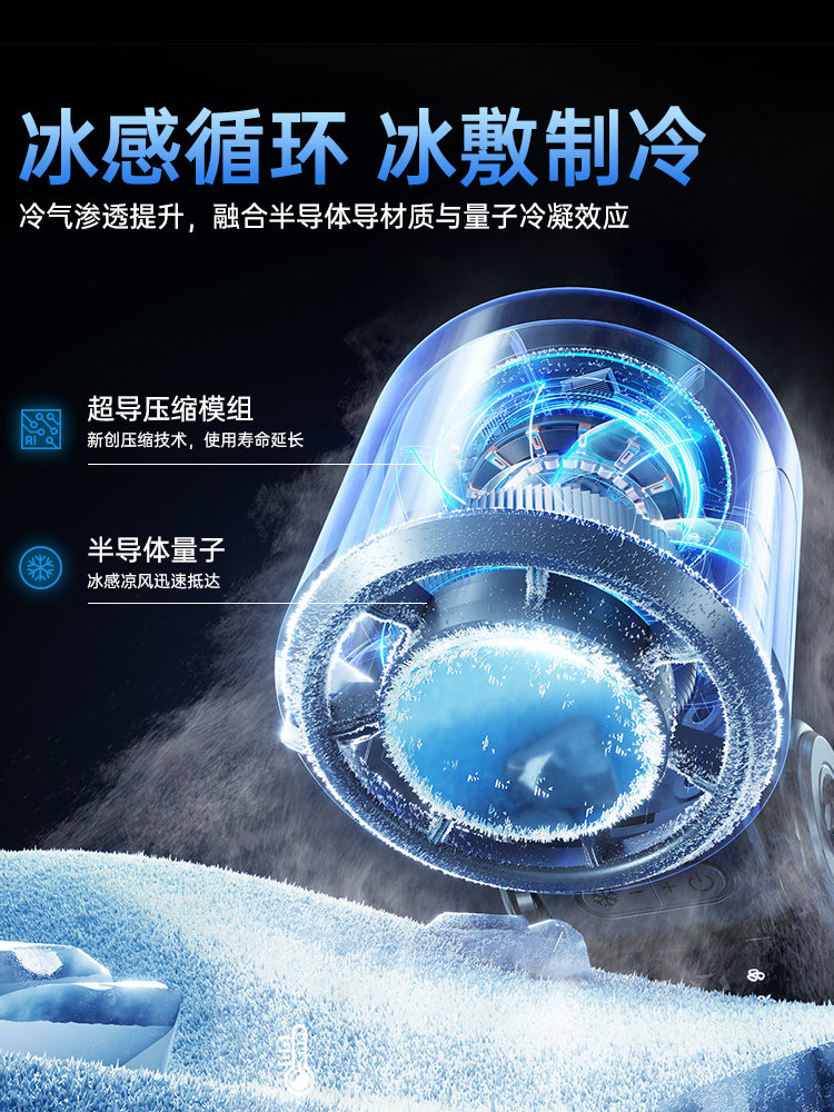 Turbo Ice Feel]2025 New Handheld Mini Fan Cooling High-Speed Cold Air Small Air Conditioner Bladeless Portable USB Mini Student Class Portable Rechargeable Silent Electric Fan Cooling Device