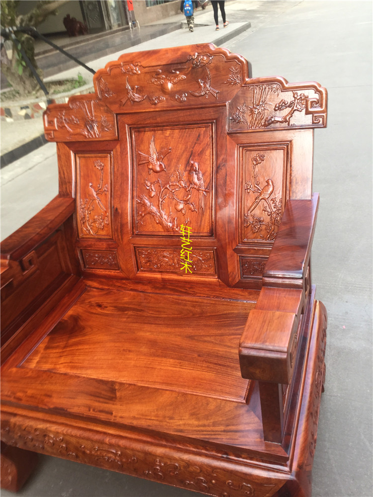 Xuanyi Redwood Gỗ hồng mộc Miến Điện Từng bước 123 sofa trái cây gỗ hồng mộc lớn nội thất gỗ gụ - Bộ đồ nội thất giường ngủ đẹp hiện đại