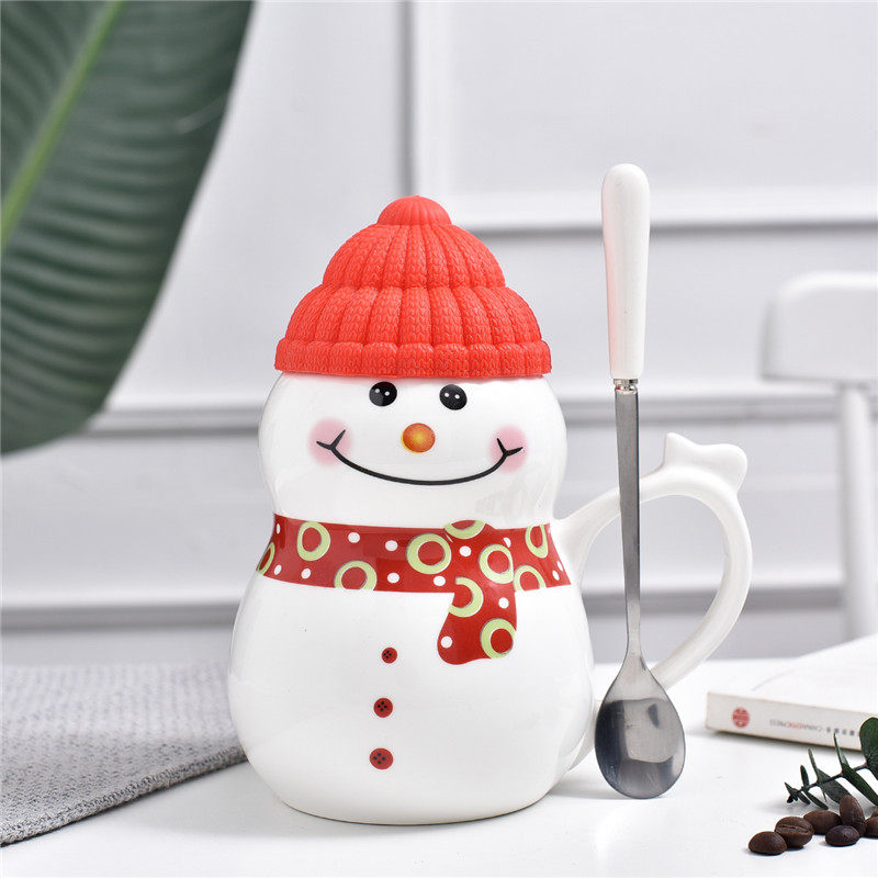 Creative Jesse Snowman Mark Cup Pink Cartoon Ceramic Cup Couple with a large capacity