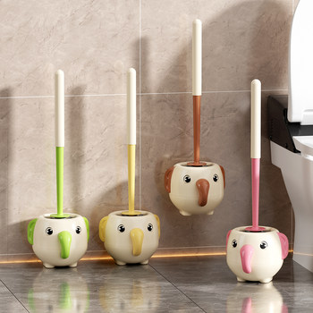 Wall-mounted brush for home use without blind spots in bathroom toilet cleaning brush base with punched hole cute little elephant toilet brush set