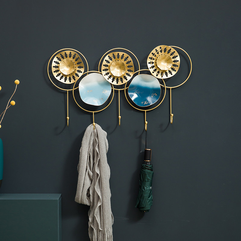 Chinese hook new Chinese hanging clothes hook door decoration into the door decoration light luxury clothes hat hook into the door hook