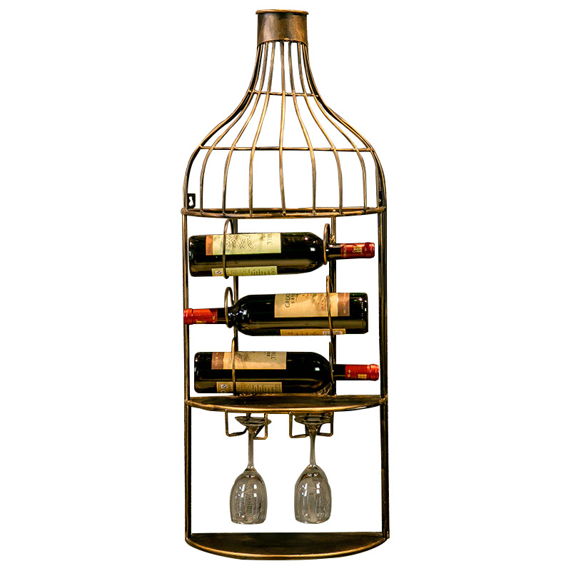 Retro Industrial Style Bar Decoration Wrought Iron Wine Rack