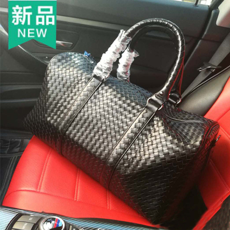Pure Genuine Leather Single Shoulder Hand Woven Men's Bag Travel Bag Women Stars The Same Fitness Out Travel Tour Play Bag Large Capacity