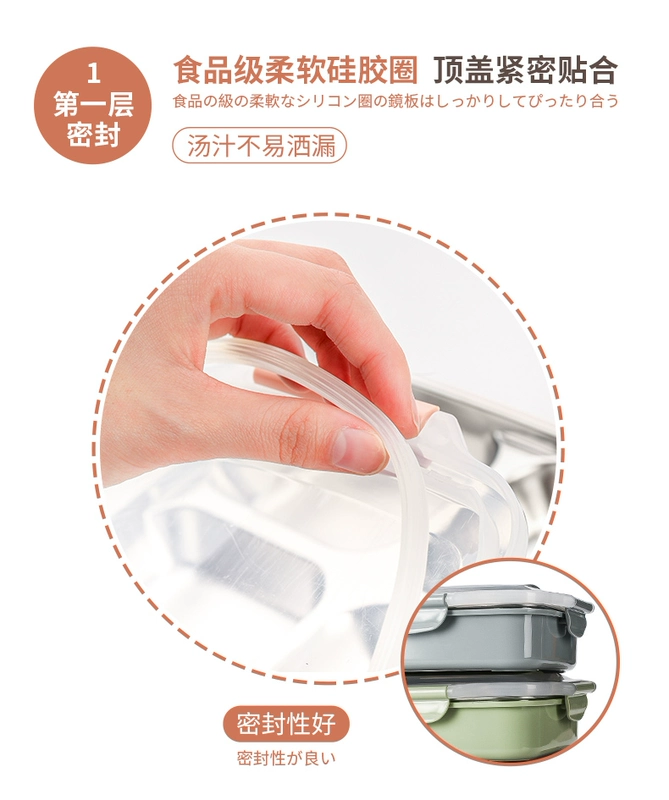 Thép không gỉ cách nhiệt hộp ăn trưa Hộp ăn trưa người lớn có nắp trường tiểu học căng tin đơn giản trẻ em Hàn Quốc hộp ăn nhẹ - Hộp cơm điện sưởi ấm 	hộp cơm điện cầm tay	