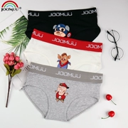 Đồ lót nữ tam giác màu rắn cotton boxer les đẹp trai t trung tính rộng vành quần học sinh an toàn quần phim hoạt hình lợn - Vòng eo thấp