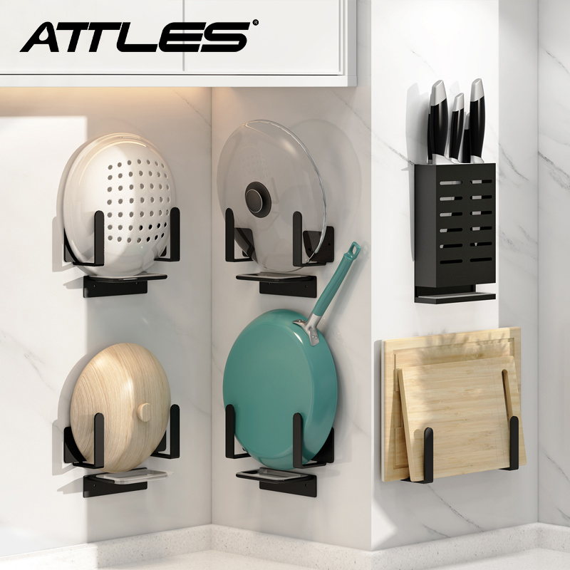 Kitchen rack non-perforated wall-mounted space aluminum knife holder hardware pendant cutting board storage chopping board rack pot cover rack