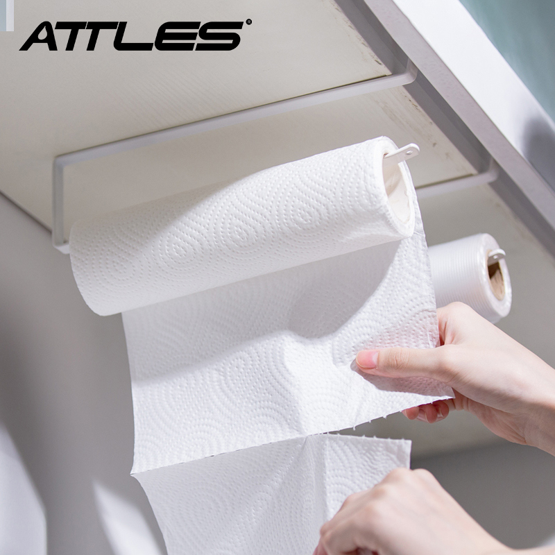 Kitchen tissue rack non-punching multifunctional creative tissue box upside down plastic wrap towel whole cabinet hanging cabinet under hanging rack