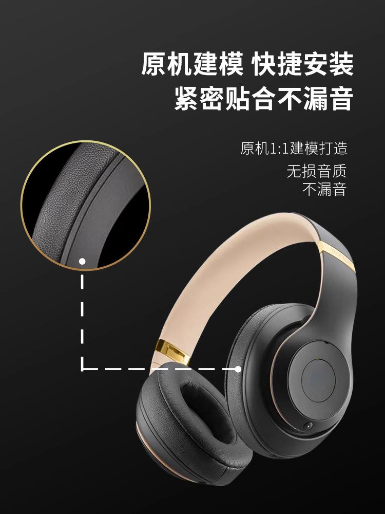 Boyin Is Suitable for Beats Solo3 Ear Pads, Studio3 Headphone Covers, 2Nd Generation Bluetooth Version Sponge Covers, Leather Covers, Ear Cushions
