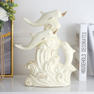 Ceramic home creative decoration living room hotel restaurant wine cabinet decoration dolphin crafts small ornaments wholesale