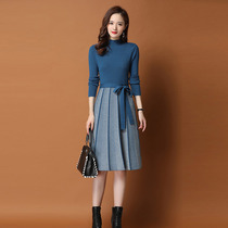 Knit One-piece Dress Woman Temperament 2022 Spring Dress New Mid-Length Cropped Undershirt Inner Hitch Thickened Sweater Skirt