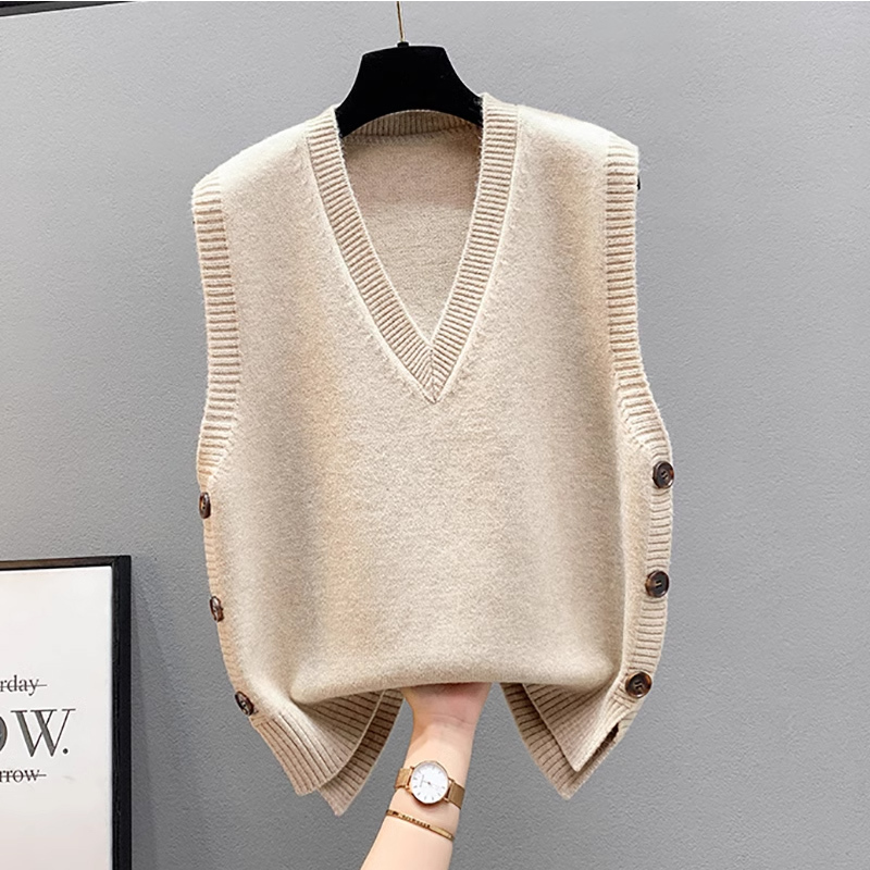 Women's Vest Jacket Spring and Autumn 2026 New Knitted Sweater V-Neck Loose Fashion Casual Vest Women's Vest Jacket Spring and Autumn 2026 New Knitted Sweater V-Neck Loose Fashion Casual Vest