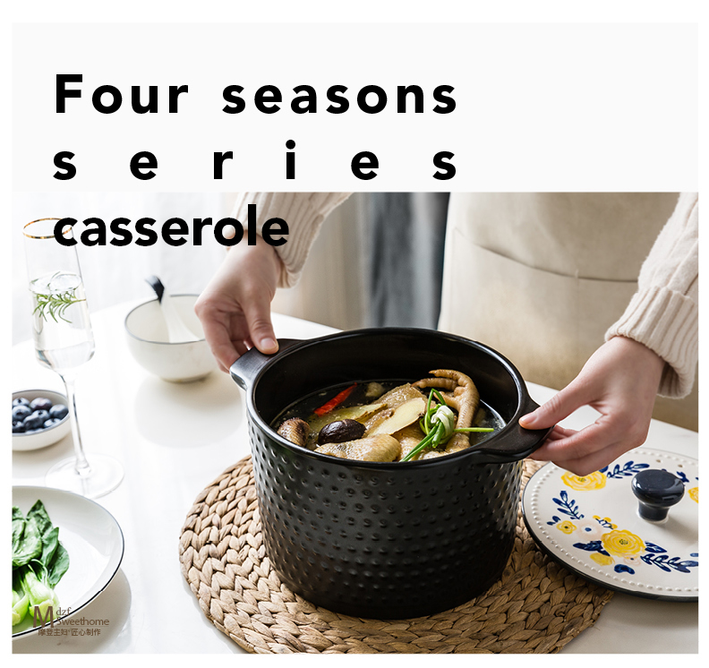 Modern housewives casserole stew household gas ceramic clay pot pot Shang Shi casserole pan high - temperature crock soup pot