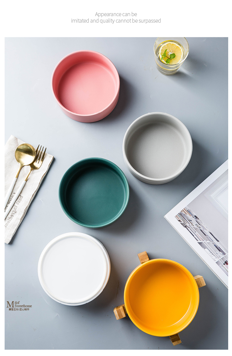 Modern housewives Nordic ceramic salad bowl, creative household tableware web celebrity ins a single large capacity rainbow such as bowl soup bowl