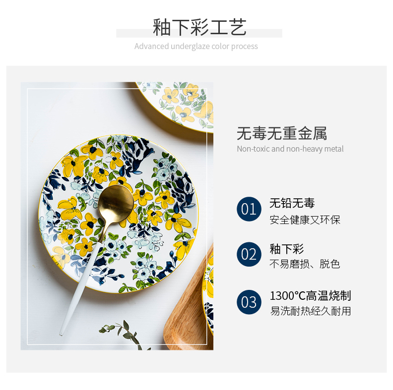 Modern housewives spring rong creative household ceramics tableware west dish fruit dish dish meals breakfast steak dishes