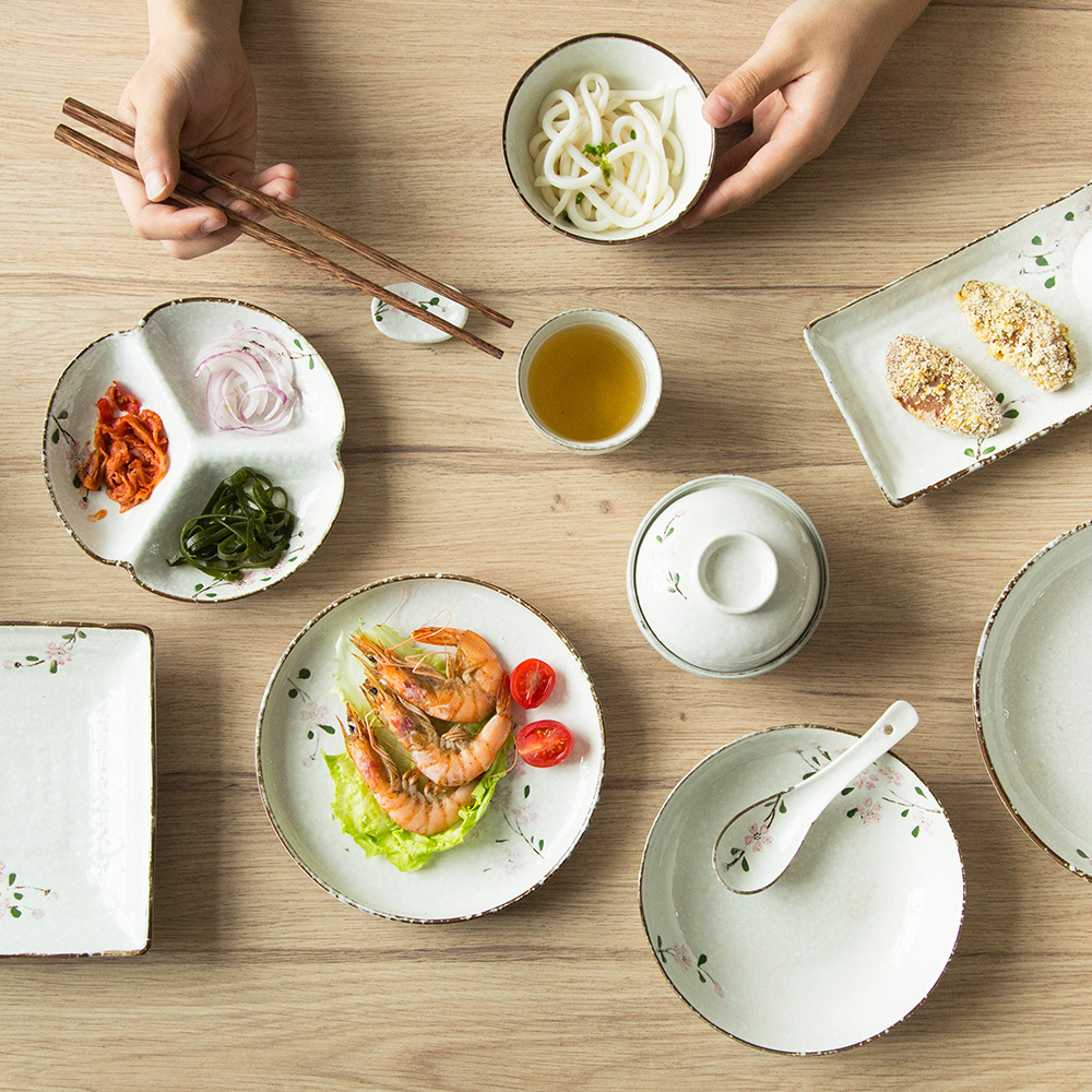 Modern Japanese housewife hand - made ceramic tableware blossoms sushi plate household rice bowls bowl rainbow such as bowl food dish