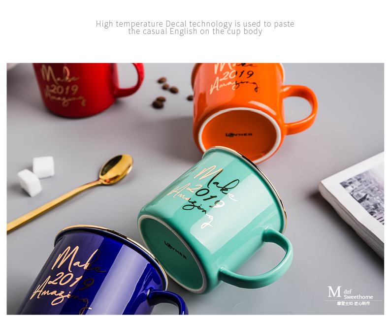 Modern housewives the original Nordic ins wind mugs ceramic cup picking cup cup high - capacity cereal breakfast cup