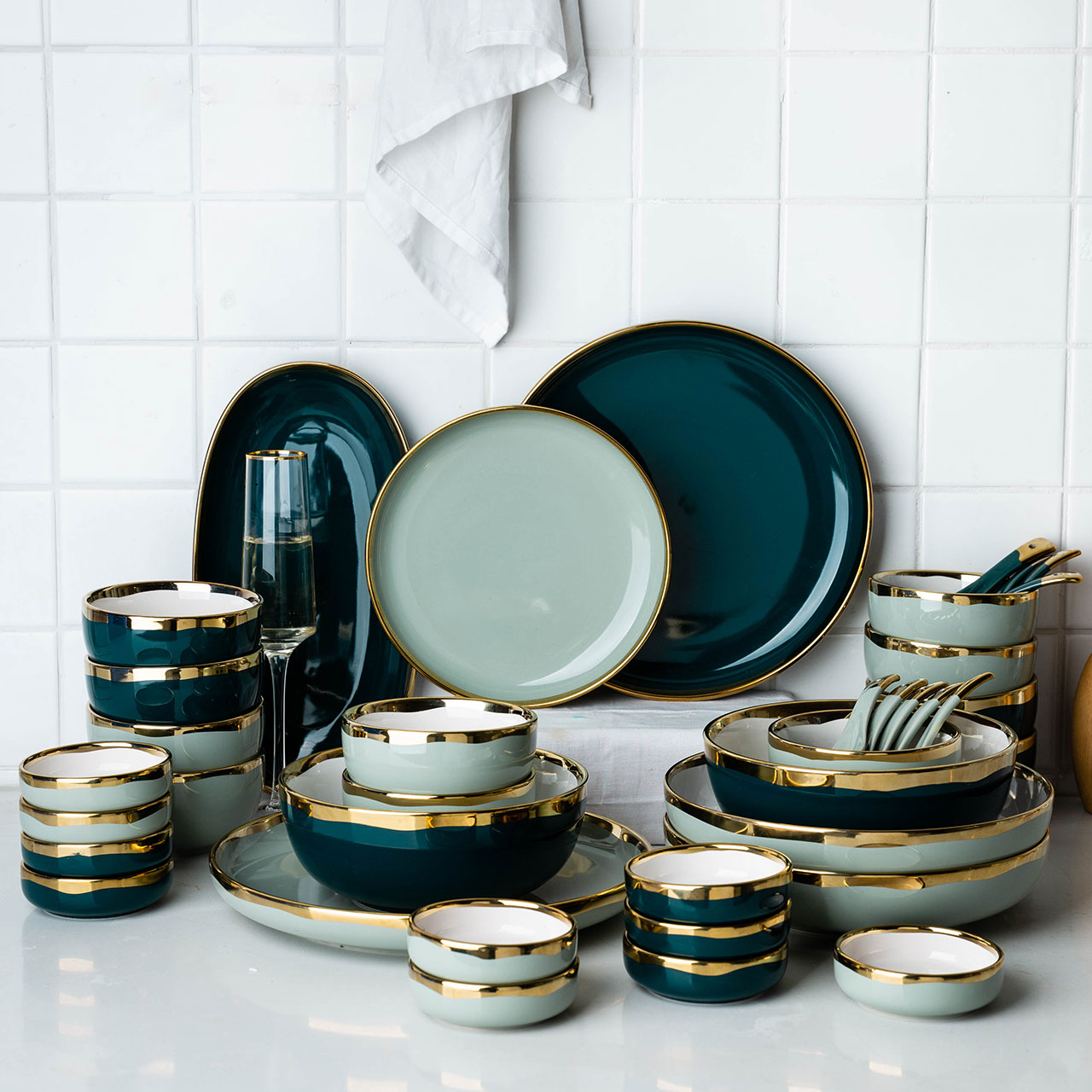 Open to booking a modern housewives Pandora dishes suit Nordic light key-2 luxury up phnom penh household ceramic soup bowl dish plate tableware