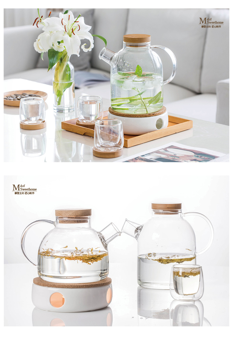 Bà nội trợ hiện đại borosilicate ấm đun nước chịu nhiệt nhiệt độ cao tách trà hoa trà tách trà gia đình bộ ấm trà đặt bộ ấm trà đạo