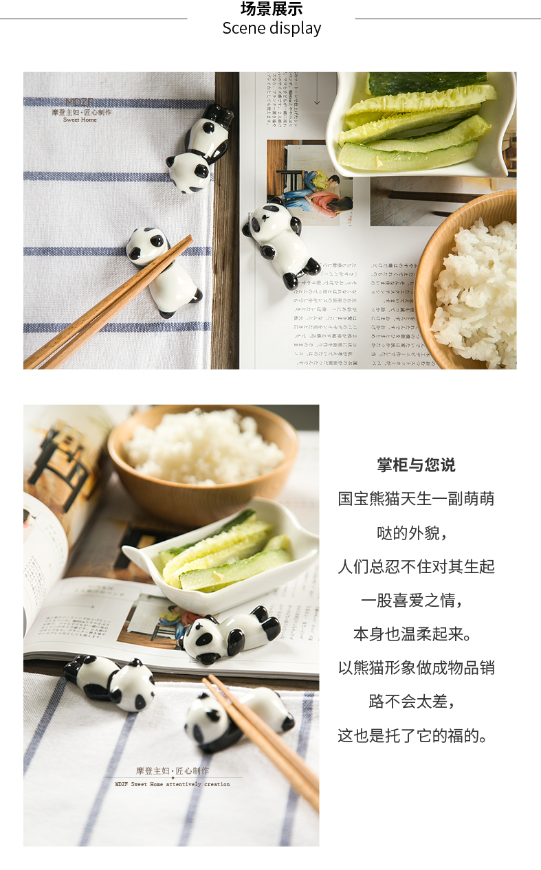 Modern home housewife Japanese kitchen creative pillow cartoon panda, lovely ceramic tableware chopsticks chopsticks chopsticks holder