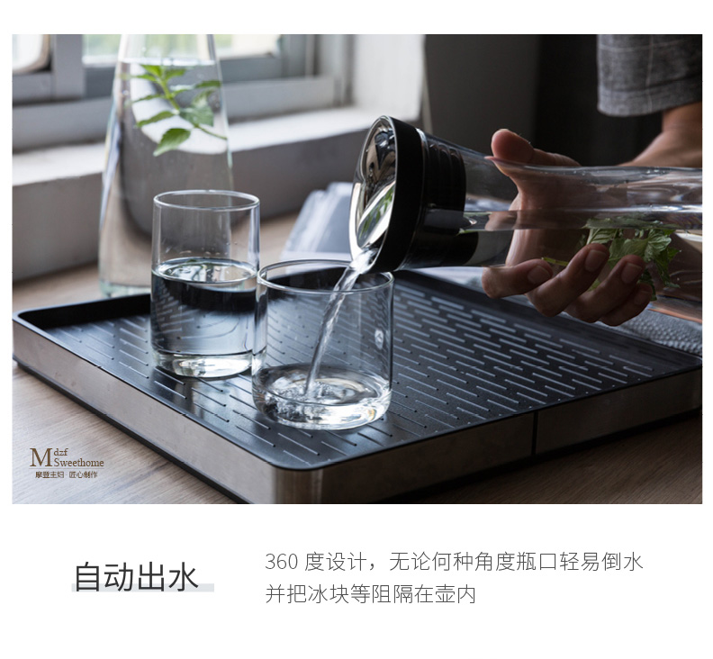 Bà nội trợ hiện đại Bình nước chịu nhiệt cao Bình thủy tinh Bình đựng nước lạnh Chai nước lạnh Sáng tạo chai nước lạnh Nhà cốc nước lạnh - Tách bình uống nước cho bé