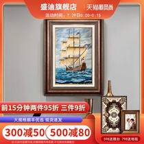 Living room decoration painting sailboat American entrance hanging painting landscape painting Single European country mural Restaurant oil painting wall painting