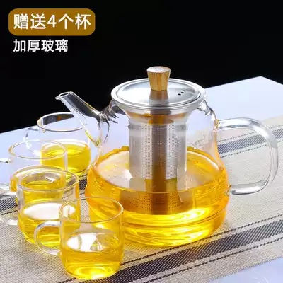 Pinshangming thickened large-capacity filter glass teapot High temperature resistant glass teapot Black crystal stove tea maker heating