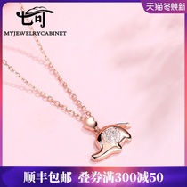 2020 new necklace female sterling silver elephant choker simple lettering pig pendant birthday gift