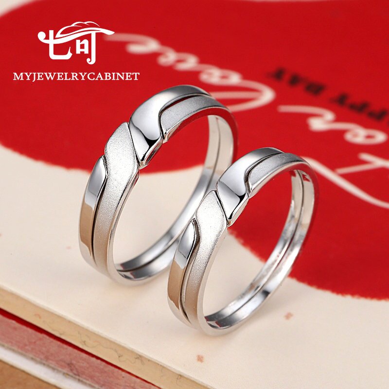 Seven can never be separated two-in-one couple ring sterling silver ring a pair of men and women long-distance love pair ring niche design