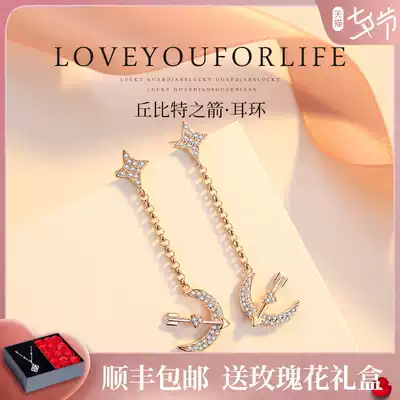 Seven can sterling silver earrings female 2020 new trendy long version temperament earrings earrings jewelry Valentine's Day gift to girlfriend