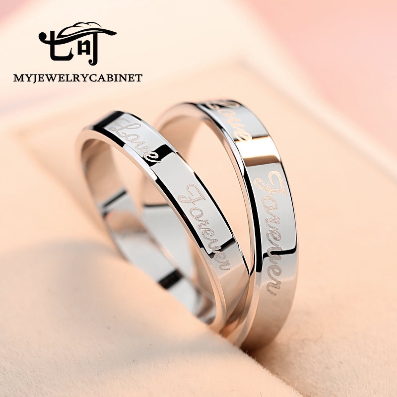 Seven Lovely You Forever Simple Couple Ring 925 Silver A Pair of Lettering Rings for Men and Women Pair Rings Silver Rings