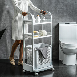 Bathroom Storage Rack for Washing Machine and Toilet, Freestanding Bath Dirty Clothes Storage Shelf for Restroom