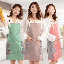 Women's Fashionable Cute Circumference Kitchen Cooking Circumference Cooking Oil Resistant Hand Wiping Waterproof Apron Oil Coverlets