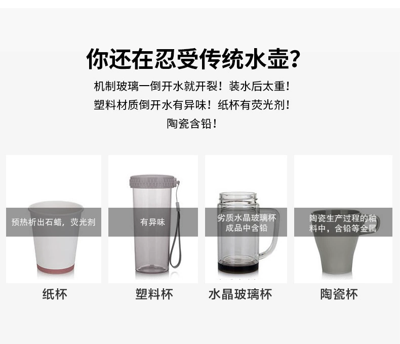 Bình đựng nước lạnh trong nhà có khả năng chịu nhiệt, chịu nhiệt độ cao, chai nước thủy tinh, cốc nước lạnh, dung tích lớn - Tách bình thủy tinh đựng nước 2 lít