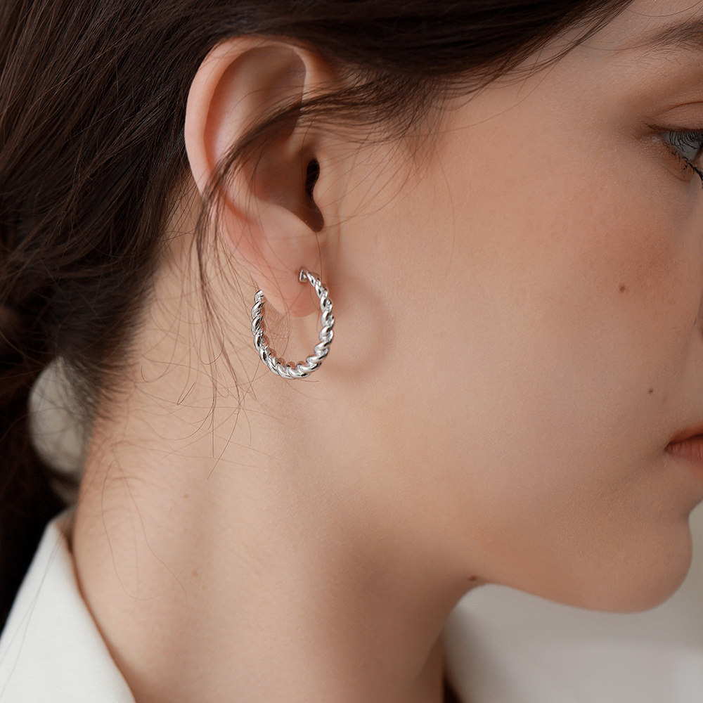 vintage design hoop pierce silver 925 Vintage Round .925 Sterling