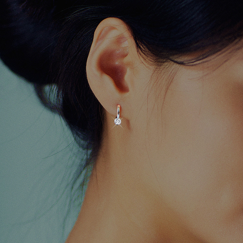 925 silver painless ear-piercing ear clip female temperament high-end ear buckle ear loop spiral simple atmosphere earrings French