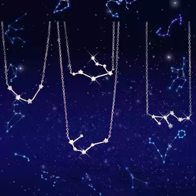 925 silver twelve constellations necklace Female Japanese Korean short clavicle chain Simple sweet accessories Birthday gift pendant