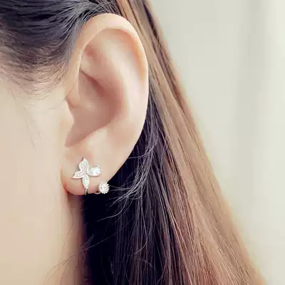 Sterling silver butterfly earrings female painless ear clip No pierced ears Fairy forest super fairy high-end summer improved mosquito coil plate