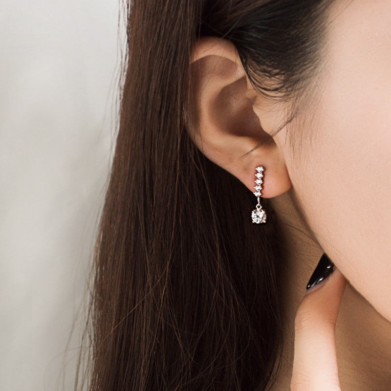 925 silver simple temperament earrings female ear clip no ear hole clip earrings High sense niche elegant French drop earrings