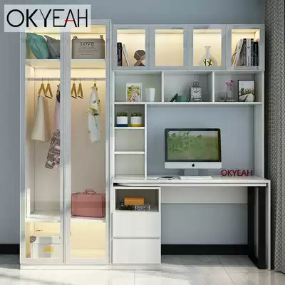 One-piece desk cabinet corner bookcase plus wardrobe with desk bookshelf one small apartment custom simple modern combination