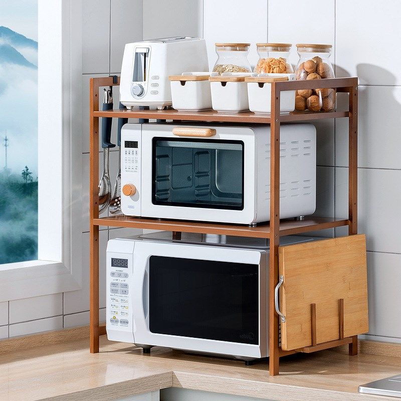 Kitchen Containing Rack Nanbamboo Microwave Oven Shelve Domestic table Oven Rack Condiment Rack Solid Wood