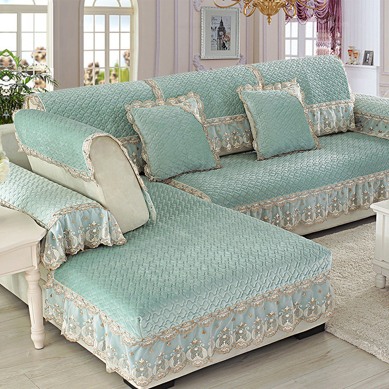 Sofa cushion Four seasons universal all-bag non-slip European-style cushion backrest light and luxurious full cover cloth Nordic sofa cover towel-Taobao