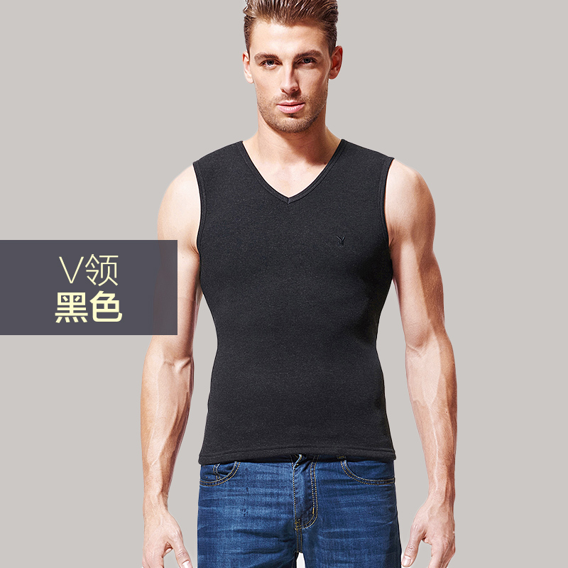 Playboy womens vest ấm áp cộng với nhung cộng dày lạnh chống trung niên và người già cơ thể-top womens đầu một mảnh mùa thu / mùa đông.