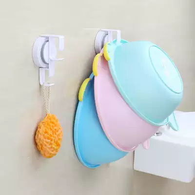 Sucker basin adhesive hook basin rack wall hanging kitchen bathroom powder room wash basin suction wall rack
