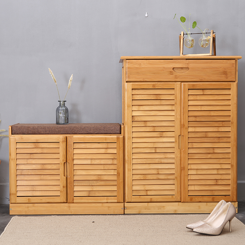 Nanzhu shoe shelf solid wood shoe cabinet simple multi-layer economic living room multi-functional household door large-capacity shoe frame