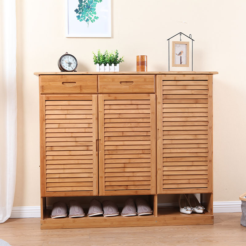 Shoe cabinet containing solid wood domestic shoe cabinet multilayer Nan bamboo shoe rack minimalist modern simple living room multifunctional door hall cabinet