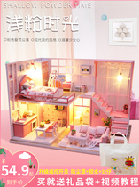 diy cottage pink loft handmade princess little house Creative Assembly girl heart birthday gift female